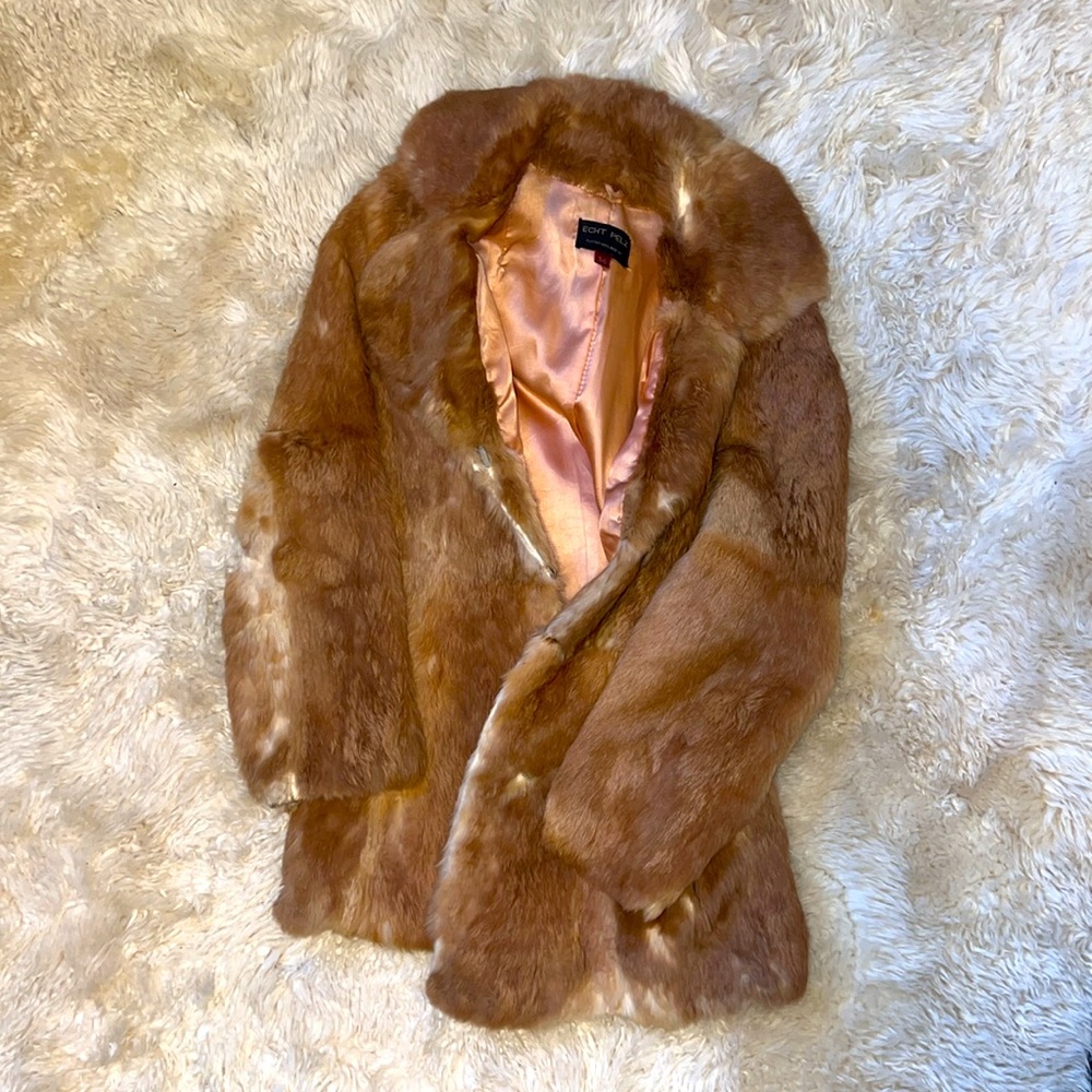 Real Rabbit Fur Brown Jacket